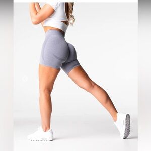 Grey Mid Rise Contour Seamless Shorts